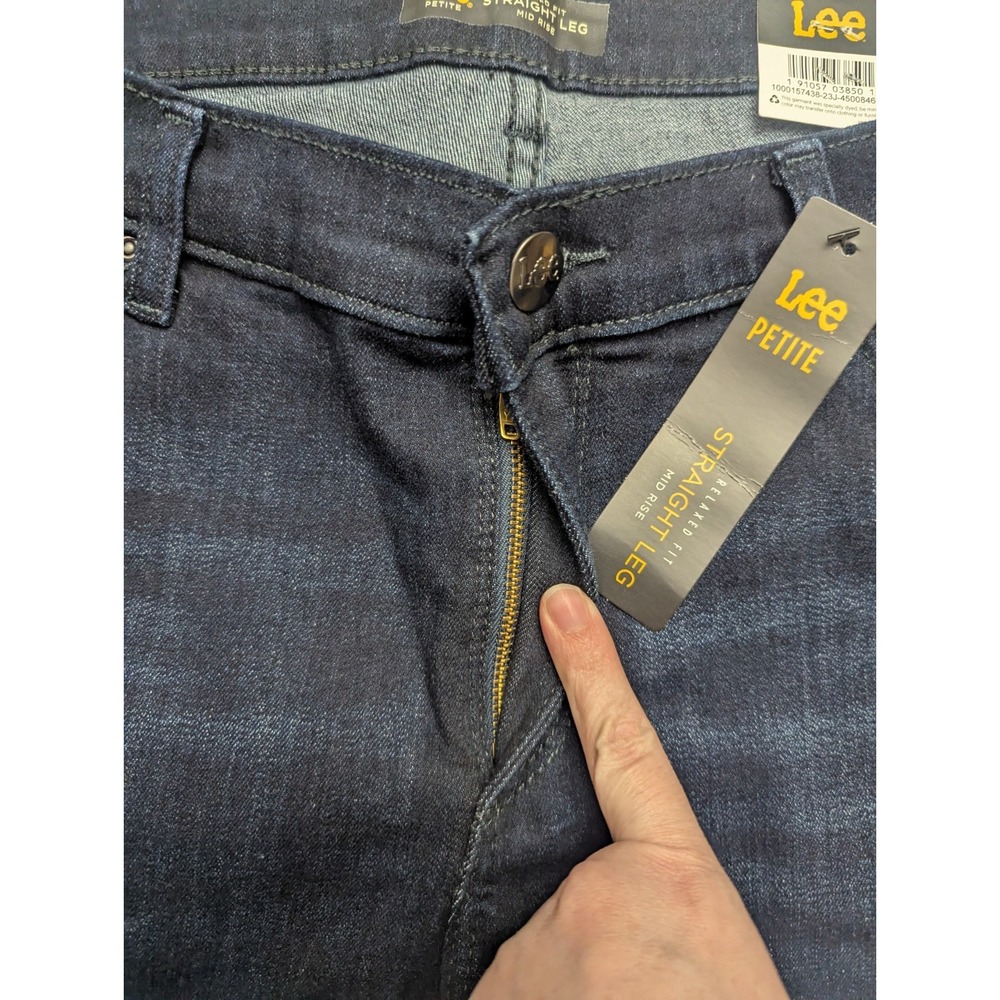 Lee Jeans Womens 12P Petite Blue Blue Relaxed Fit Straight Leg High Rise Denim - Picture 7 of 13